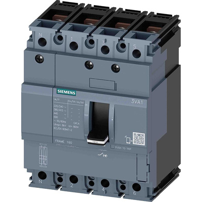 Siemens, 0AA0 MCCB 4P 100A, Breaking Capacity 65 kA, Fixed Mount