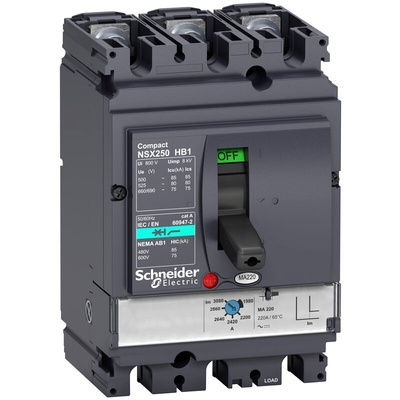 Schneider Electric, ComPact MCCB Molded Case Circuit Breaker 3P 150A, Fixed Mount