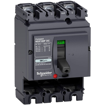 Schneider Electric, ComPact MCCB Molded Case Circuit Breaker 3P 160A, Fixed Mount