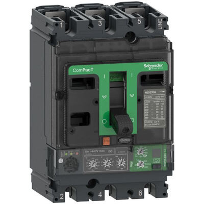 Schneider Electric, ComPacT MCCB 3P 250A, Fixed Mount