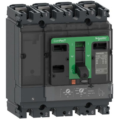 Schneider Electric, ComPacT MCCB 4P 200A, Fixed Mount