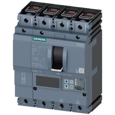 Siemens, SENTRON MCCB 4P 100A, Breaking Capacity 55 kA, Fixed Mount