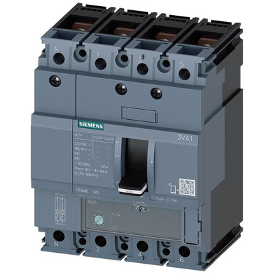 Siemens, SENTRON MCCB Molded Case Circuit Breaker 4P 25A, Breaking Capacity 36 kA, DIN Rail Mount