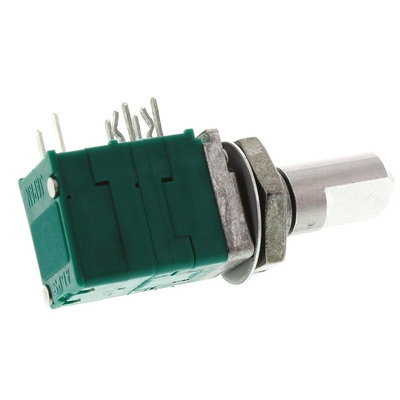 Alps Alpine 2 Gang Rotary Potentiometer with an 6 mm Dia. Shaft - 10kΩ, ±20%, 0.05W Power Rating, Through Hole