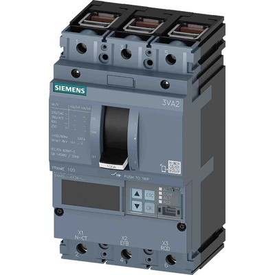 Siemens, SENTRON MCCB 3P 63A, Breaking Capacity 55 kA, Fixed Mount