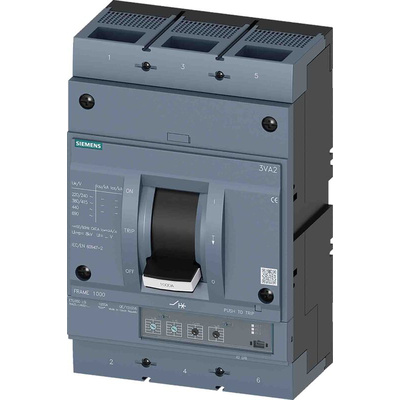 Siemens, SENTRON MCCB 3P 800A, Breaking Capacity 85 kA, Fixed Mount