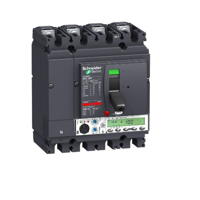 Schneider Electric, NSX MCCB 4P 100A, Breaking Capacity 36 kA, Fixed Mount
