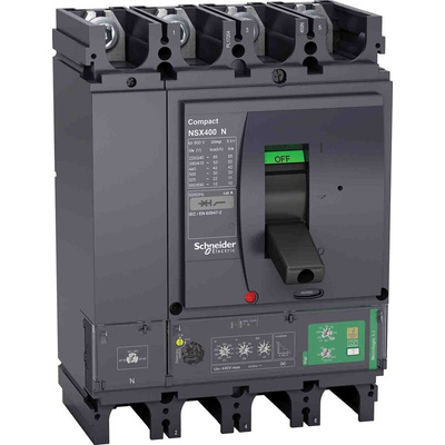 Schneider Electric, NSX MCCB 4P 400A, Breaking Capacity 50 kA, Fixed Mount