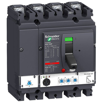 Schneider Electric, ComPact MCCB Molded Case Circuit Breaker 4P 250A, Fixed Mount