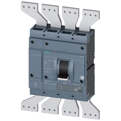 Siemens, SENTRON MCCB 4P 1.25kA, Breaking Capacity 25 kA, Fixed Mount
