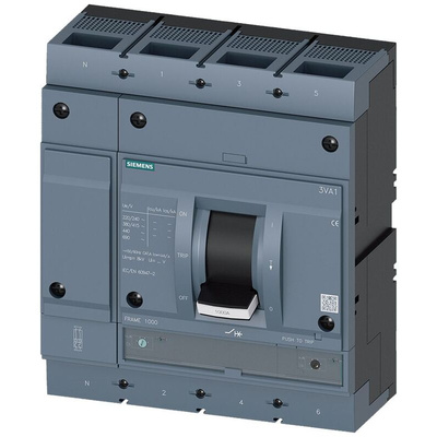 Siemens, SENTRON MCCB 4P 630A, Breaking Capacity 70 kA, Fixed Mount