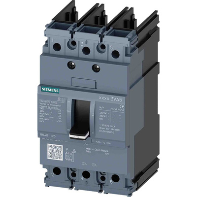 Siemens, SENTRON MCCB 3P 125A, Breaking Capacity 65 kA, Fixed Mount