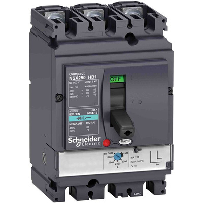 Schneider Electric, Compact MCCB 3P 25A, Breaking Capacity 75 kA, Fixed Mount