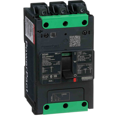 Schneider Electric, PowerPact MCCB 3P 40A, Breaking Capacity 18 kA, Fixed Mount