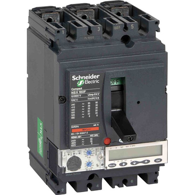 Schneider Electric, NSX MCCB 3P 160A, Breaking Capacity 50 kA, Fixed Mount