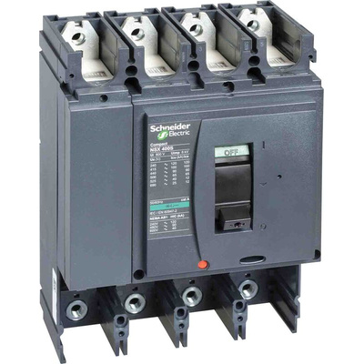 Schneider Electric, NSX MCCB 4P 400A, Breaking Capacity 50 kA, Fixed Mount