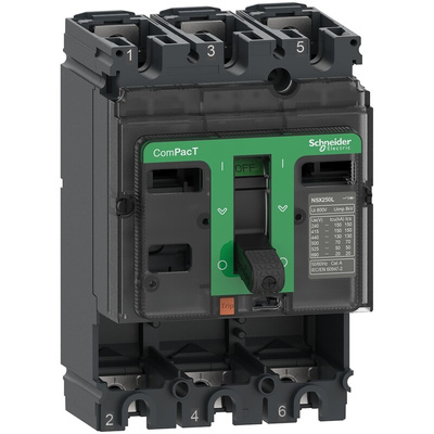 Schneider Electric, ComPacT NSX MCCB 3P 100A, Fixed Mount