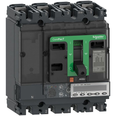 Schneider Electric, ComPacT MCCB 4P 100A, Fixed Mount