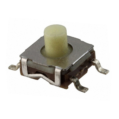 Natural, White Round Tactile Switch, Single Pole Single Throw (SPST) 50 mA 2.5 (Dia.)mm PCB