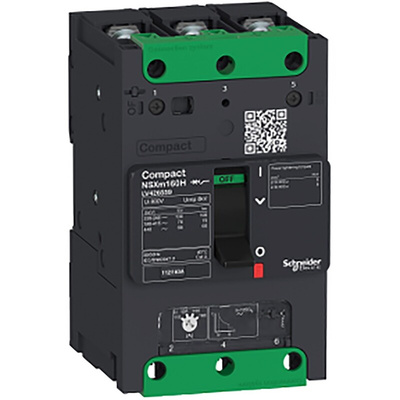 Schneider Electric, Compact MCCB 3P 160A, Breaking Capacity 16 kA, DIN Rail Mount