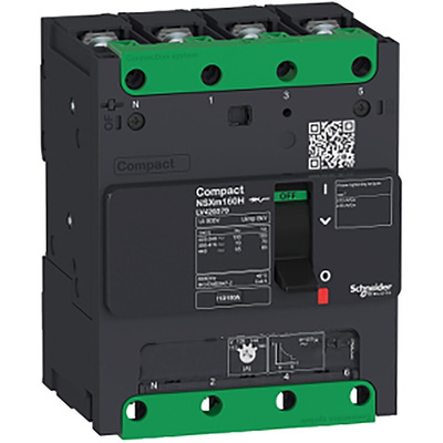 Schneider Electric, Compact MCCB 4P 63A, Breaking Capacity 36 kA, DIN Rail Mount