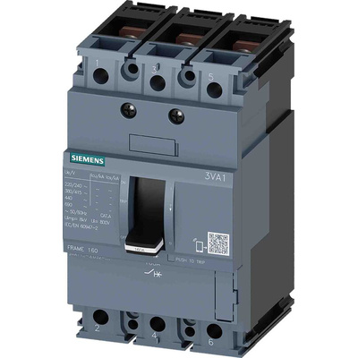 Siemens, 0AA0 MCCB 3P 100A, Breaking Capacity 55 kA, Fixed Mount