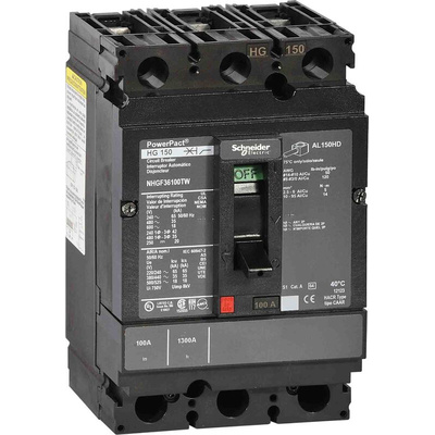 Schneider Electric, PowerPact MCCB 3P 60A, Breaking Capacity 65 kA, Fixed Mount