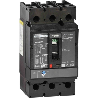 Schneider Electric, PowerPact MCCB 3P 200A, Breaking Capacity 100 kA, Fixed Mount