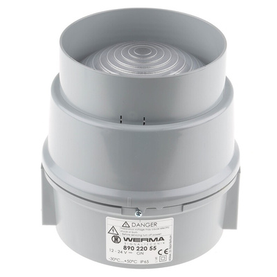 Werma BWM 890 Series Green Steady Beacon, 12 → 24 V dc, Base Mount, LED Bulb, IP65