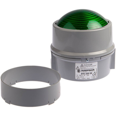Werma BWM 890 Series Green Steady Beacon, 12 → 230 V ac/dc, Base Mount, Incandescent Bulb, IP65