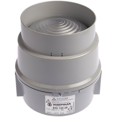 Werma BWM 890 Series Red Steady Beacon, 115 → 230 V ac, Base Mount, LED Bulb, IP65