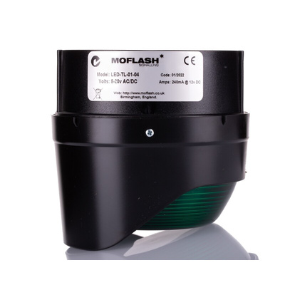 Moflash LED TL Series Green Multiple Effect Beacon, 8 → 20 V ac/dc, Surface Mount, Wall Mount, LED Bulb, IP65