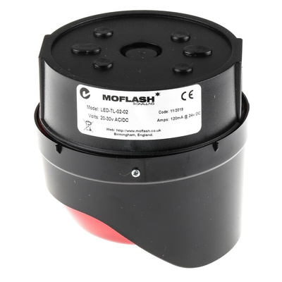 Moflash LED TL Series Red Steady Beacon, 20 → 30 V ac/dc, Surface Mount, Wall Mount, LED Bulb, IP65