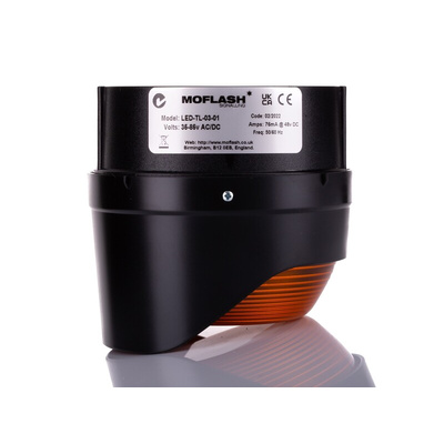 Moflash LED TL Series Amber Multiple Effect Beacon, 35 → 85 V ac/dc, Surface Mount, Wall Mount, LED Bulb, IP65