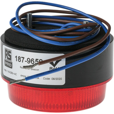 RS PRO Red Flashing Beacon, 115 → 230 V ac, Stud Mount, Surface Mount, Xenon Bulb, IP67