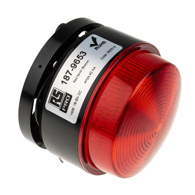 RS PRO Red Flashing Beacon, 18 → 30 V dc, Stud Mount, Surface Mount, Xenon Bulb, IP67