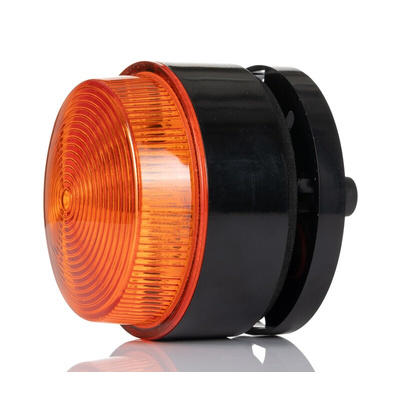 RS PRO Amber Flashing Beacon, 10 → 100 V dc, 20 → 72 V ac, Stud Mount, Surface Mount, Xenon Bulb, IP67