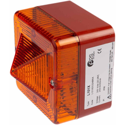 e2s L101X Series Amber Flashing Beacon, 24 V ac/dc, Surface Mount, Xenon Bulb, IP66