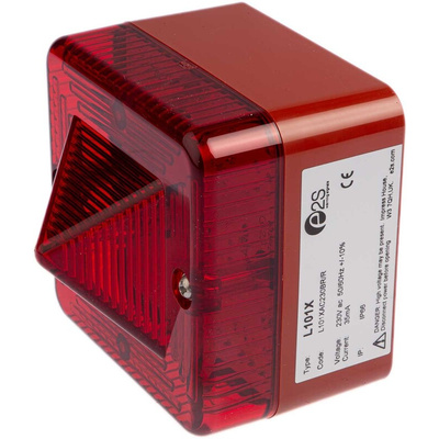 e2s L101X Series Red Flashing Beacon, 230 V ac, Surface Mount, Xenon Bulb, IP66