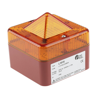 e2s L101X Series Amber Flashing Beacon, 230 V ac, Surface Mount, Xenon Bulb, IP66