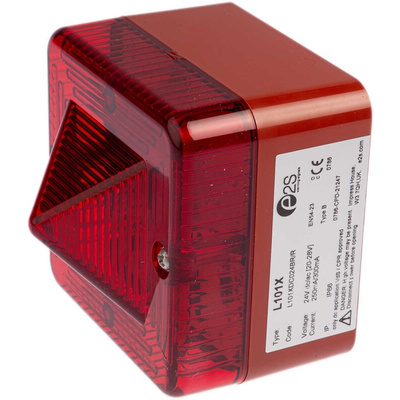 e2s L101X Series Red Flashing Beacon, 24 V ac/dc, Surface Mount, Xenon Bulb, IP66