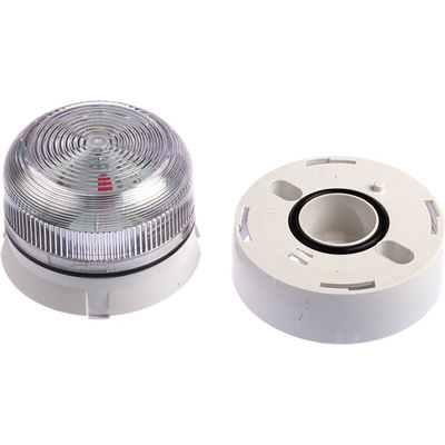 Klaxon Flashguard QBS Series Clear Flashing Beacon, 12 V dc, 24 V dc, Surface Mount, Xenon Bulb