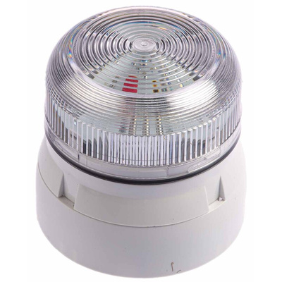 Klaxon Flashguard QBS Series Clear Flashing Beacon, 12 V dc, 24 V dc, Surface Mount, Xenon Bulb