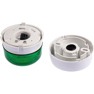 Klaxon Flashguard QBS Series Green Flashing Beacon, 230 V ac, Surface Mount, Xenon Bulb