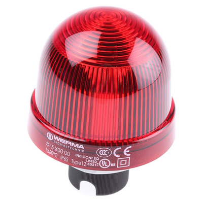 Werma EM 815 Series Red Steady Beacon, 12 → 230 V ac/dc, Panel Mount, Incandescent Bulb, IP65