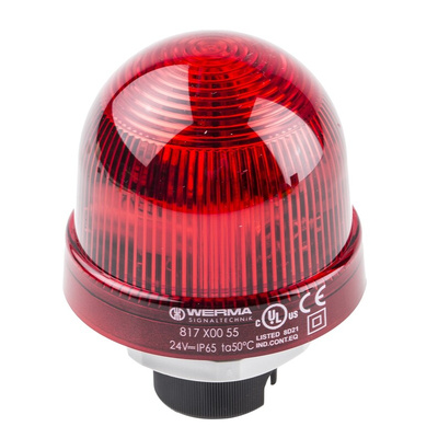 Werma EM 817 Series Red Flashing Beacon, 24 V dc, Panel Mount, Xenon Bulb