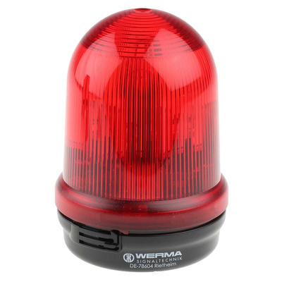 Werma BM 828 Series Red Flashing Beacon, 230 V ac, Base Mount, Xenon Bulb, IP65