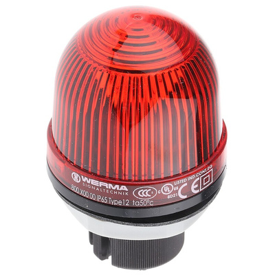 Werma EM 800 Series Red Steady Beacon, 12 → 240 V ac/dc, Panel Mount, Incandescent Bulb, IP65