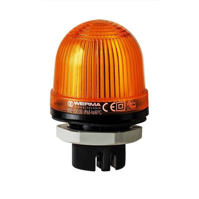 Werma EM 800 Series Yellow Steady Beacon, 12 → 230 V ac/dc, Panel Mount, Incandescent Bulb, IP65