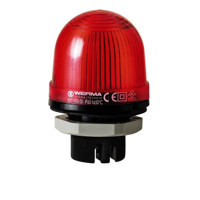 Werma EM 801 Series Red Steady Beacon, 24 V ac/dc, Panel Mount, LED Bulb, IP65